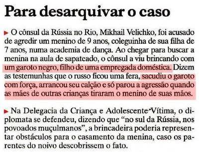 racismo do consul da russia
