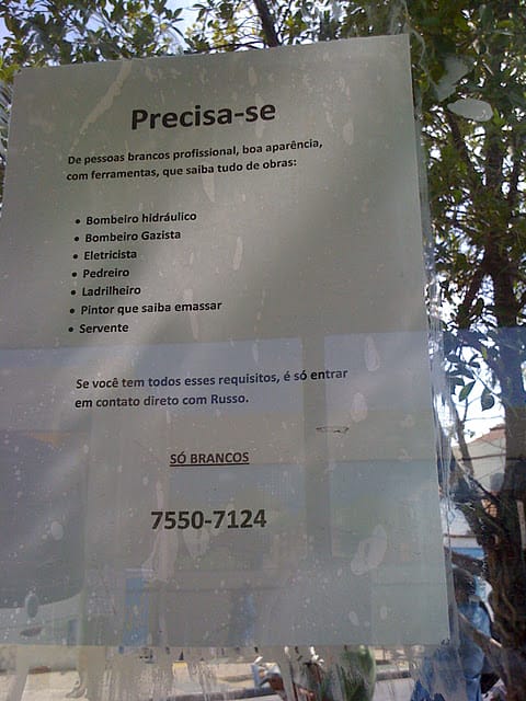 empregos para brancos de boa aparencia