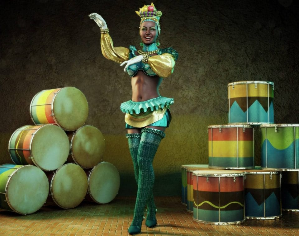 carmen mulata 3d tambores drums 3d model carnival