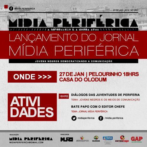 Jovens negros democratizando a comunicação – Lançamento do Jornal Mídia Periférica.