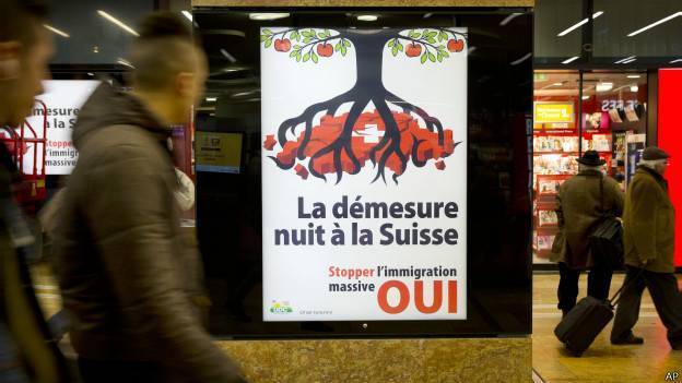 Suíça quer restringir entrada de europeus