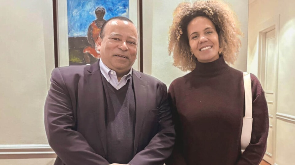 Letícia Leobet e o embaixador do Brasil na África do Sul, Benedicto Fonseca Filho